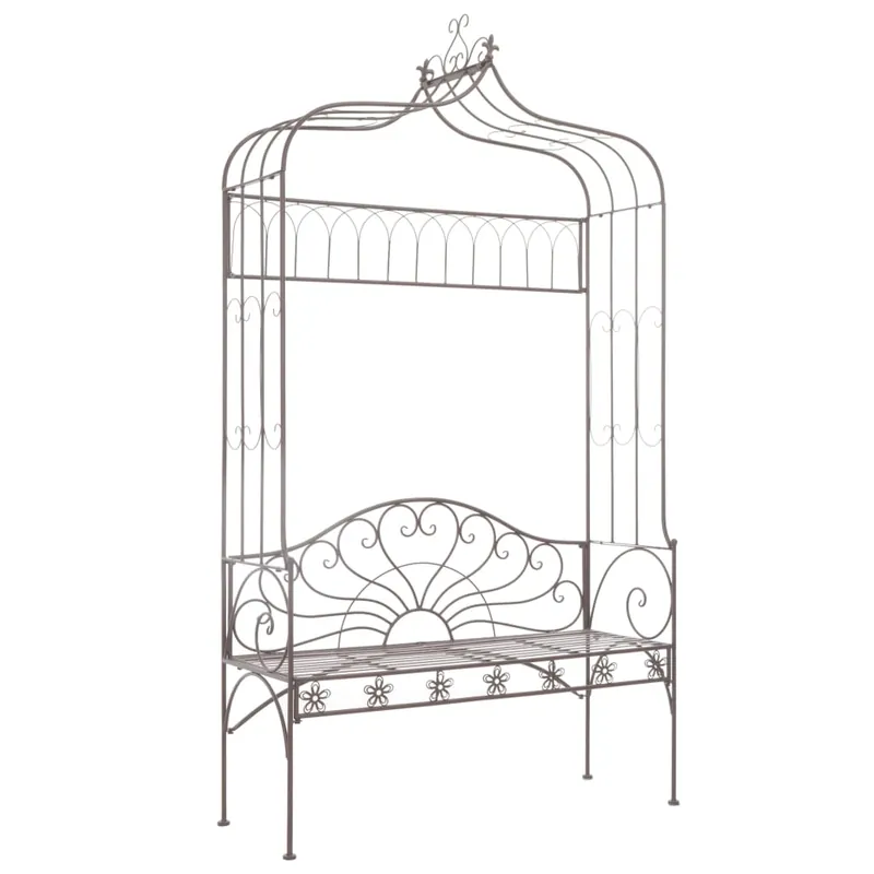 vidaXL Banco de jardín metal marrón envejecido 122 cm