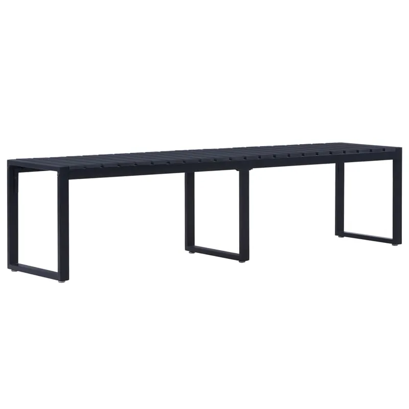 Banco de jardín muebles de exterior para terraza terraza 180 cm panel PS negro 02_0011276