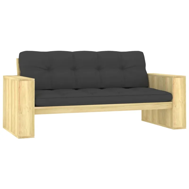 vidaXL Banco de jardín y cojines crema madera de pino impregnada 179cm