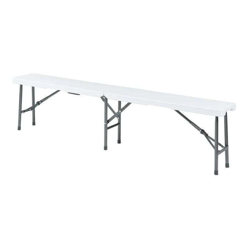 Banco plegable Ljusnarsberg para 4 personas metal/plástico 180x25x43cm - Blanco [en.casa]