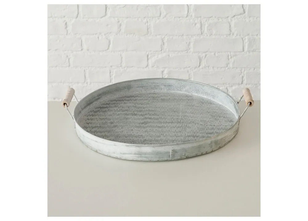 Bandeja metal gris SILVIA 29cm - Decoración