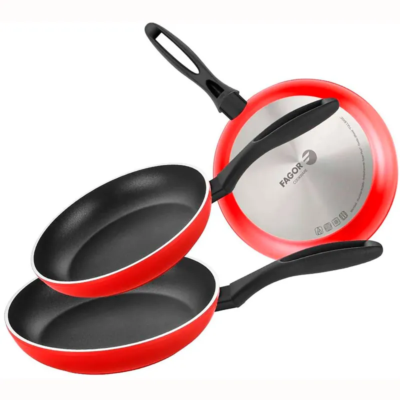 FAGOR Maxima Set 3 Sartenes 20-24-28 cm Inducción, Aluminio Forjado, Antiadherente XYLAN Ecológico sin PFOA, , Rojo