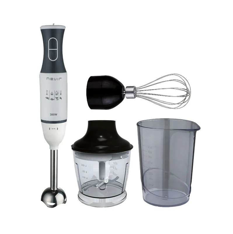 Batidora de mano Nevir NVR-8342BA 300W + accesorios acero inox blanco/negro