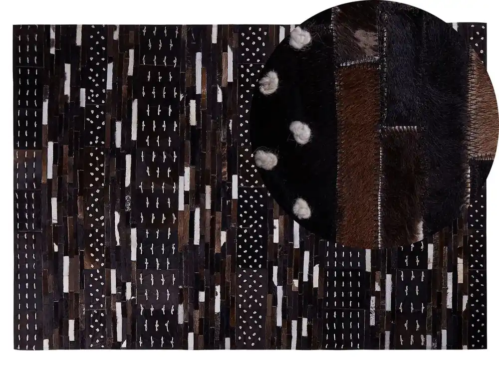 Alfombra AKSEKI Marrón oscuro 140 x 200 cm Piel - Textil