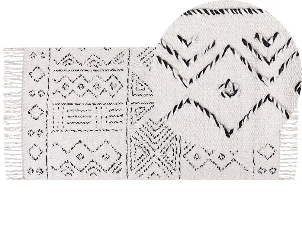 Alfombra ALKENT Blanco 80 x 150 cm Lana - Textil