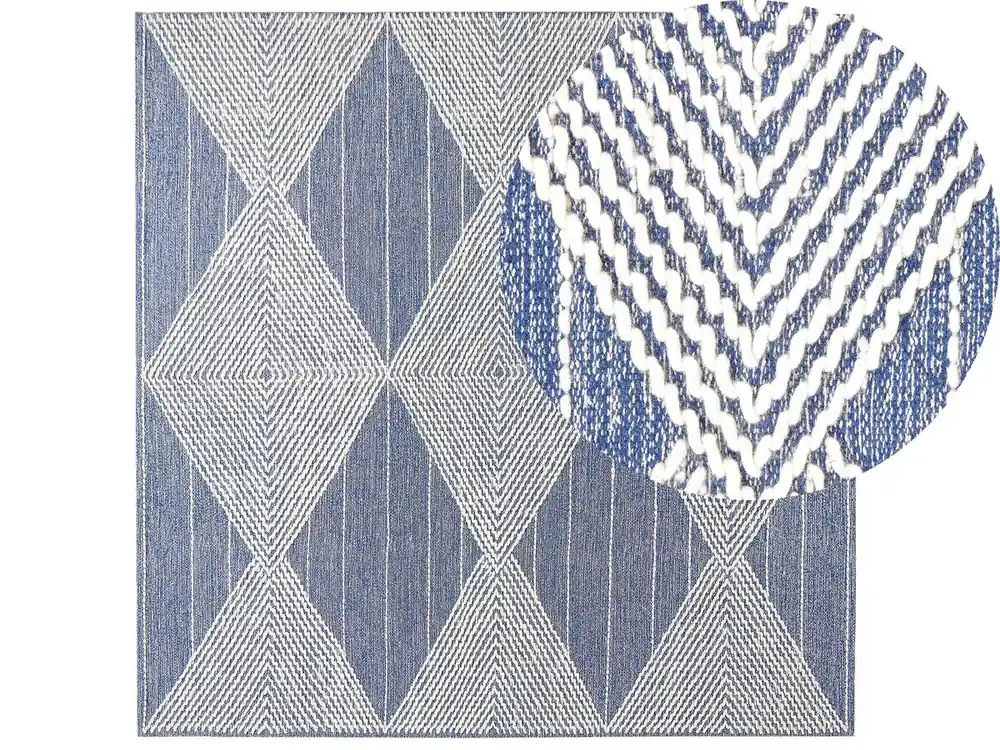 Alfombra DATCA Azul 200 x 200 cm Lana - Textil
