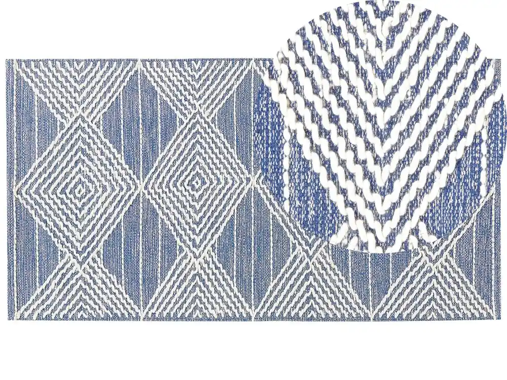 Alfombra DATCA Azul 80 x 150 cm Lana - Textil
