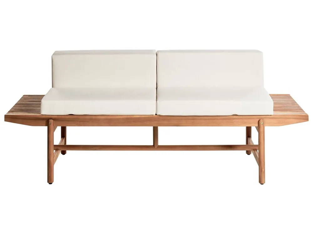 Banco de jardín con cojín GIAVENO 210 cm Madera de acacia Blanco crema
