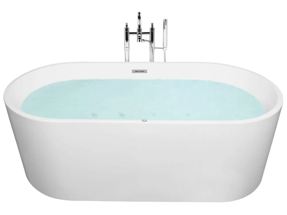 Bañera de hidromasaje independiente con LED HAVANA 170 x 80 cm Blanco - Baño
