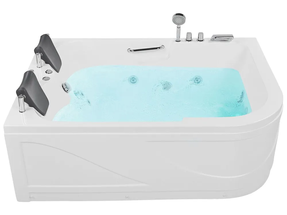 Bañera de hidromasaje LED esquinera BAYAMO Derecha 170 x 120 cm Blanco - Baño