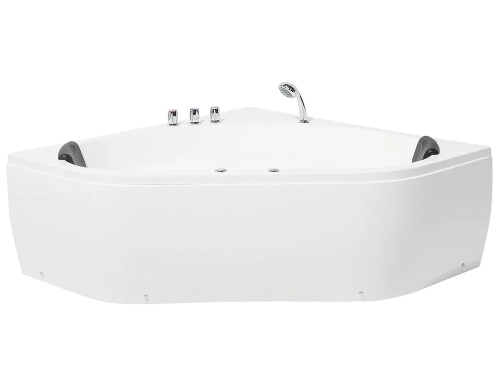 Bañera de hidromasaje LED esquinera MEVES 140 x 140 cm Blanco - Baño