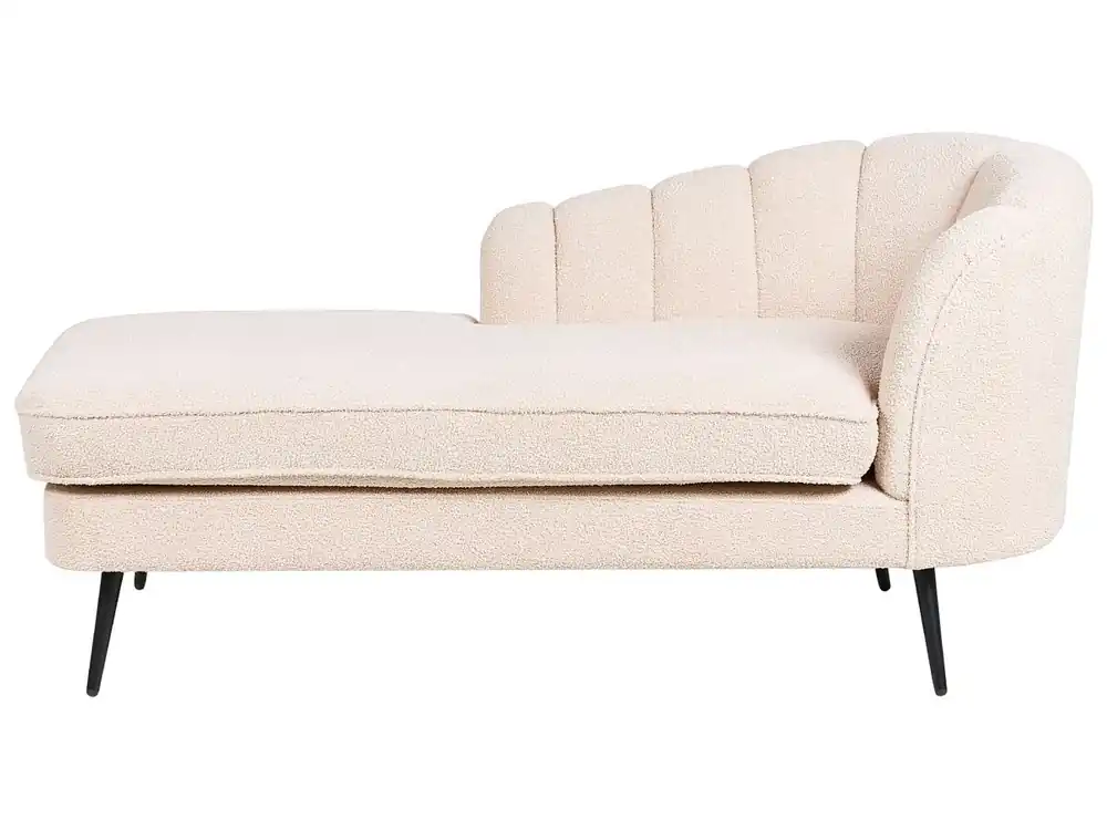 Chaise longue derecho ALLIER Bouclé Blanco crema - Sofás sillones puffs