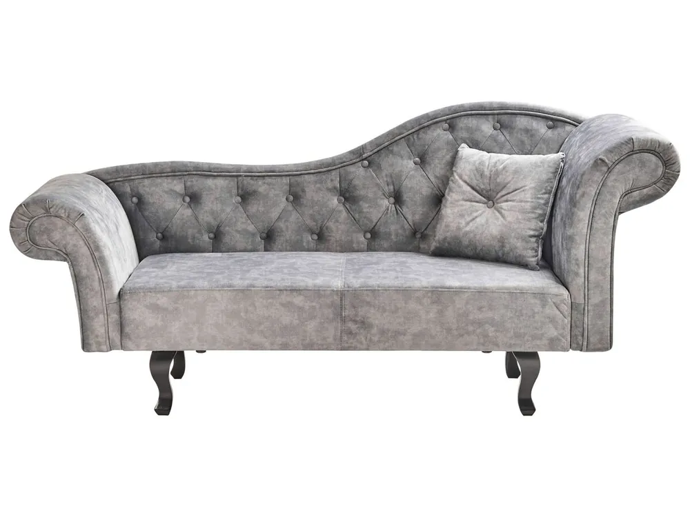 Chaise longue derecho LATTES Terciopelo Gris con cojín - Sofás sillones puffs