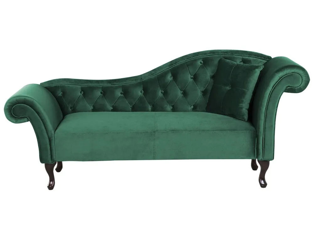 Chaise longue derecho LATTES Terciopelo Verde azulado - Sofás sillones puffs