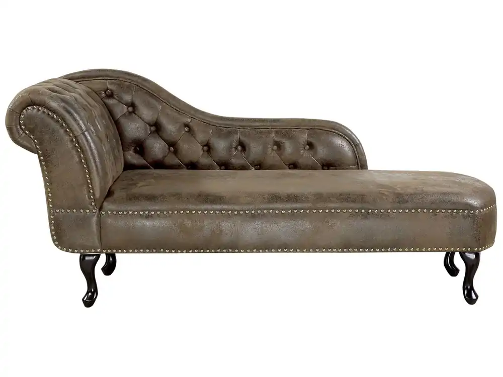 Chaise longue izquierdo NIMES Gamuza sintética Marrón oscuro - Sofás sillones puffs