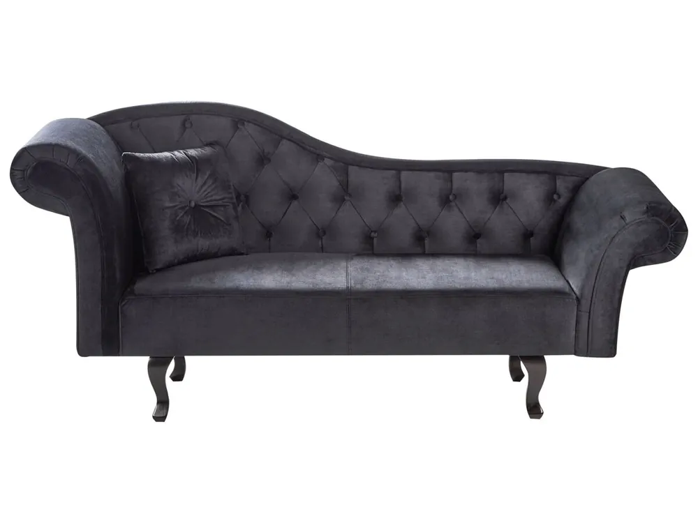 Chaise longue izquierdo LATTES Terciopelo Negro con cojín - Sofás sillones puffs
