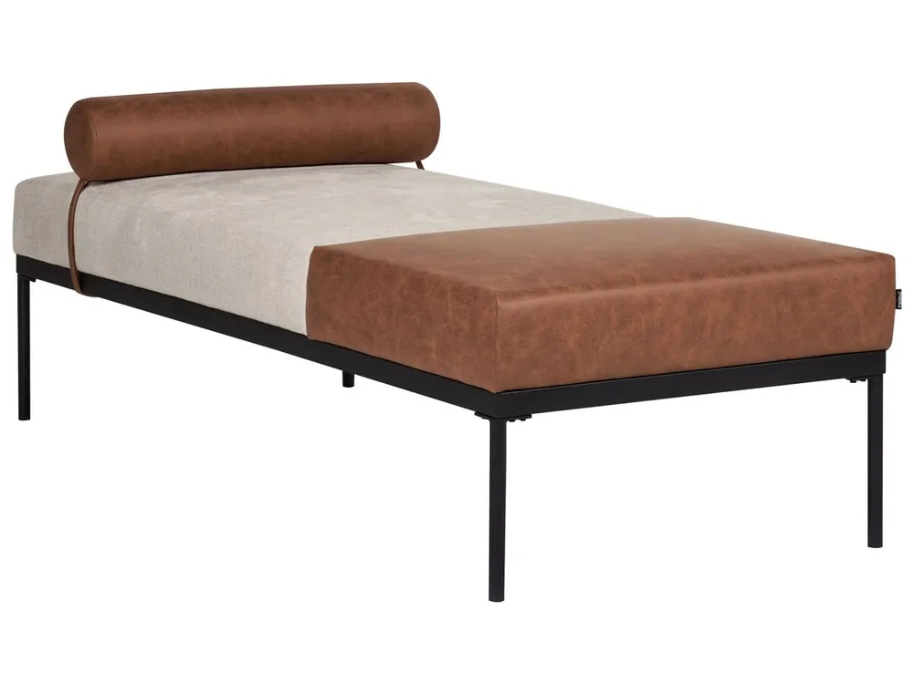 Chaise longue MALMOS Lino sintético Piel sintética Marrón - Sofás sillones puffs