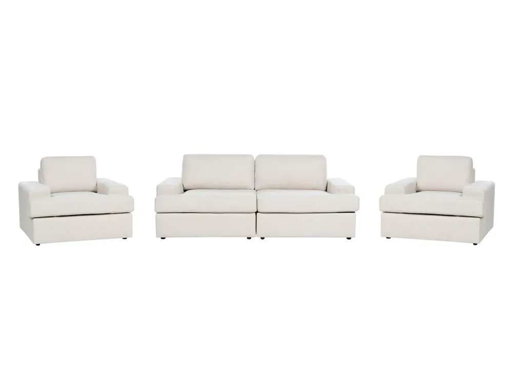 Conjunto de sala de estar ALLA Tela Beige claro 5 plazas - Sofás sillones puffs
