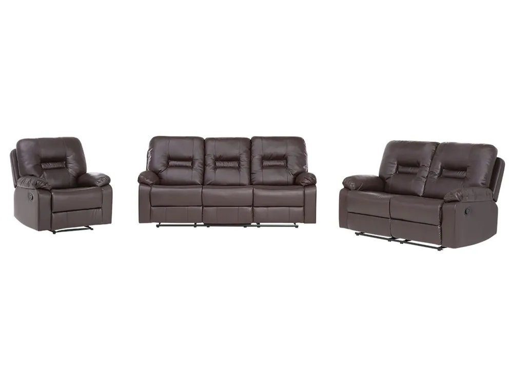 Conjunto de sala de estar reclinable manual BERGEN Piel sintética Marrón 6 plazas - Sofás sillones puffs