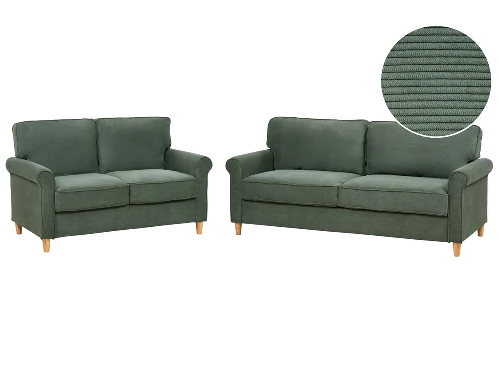 Conjunto de sala de estar RONNEBY Pana Verde oscuro 5 plazas - Sofás sillones puffs