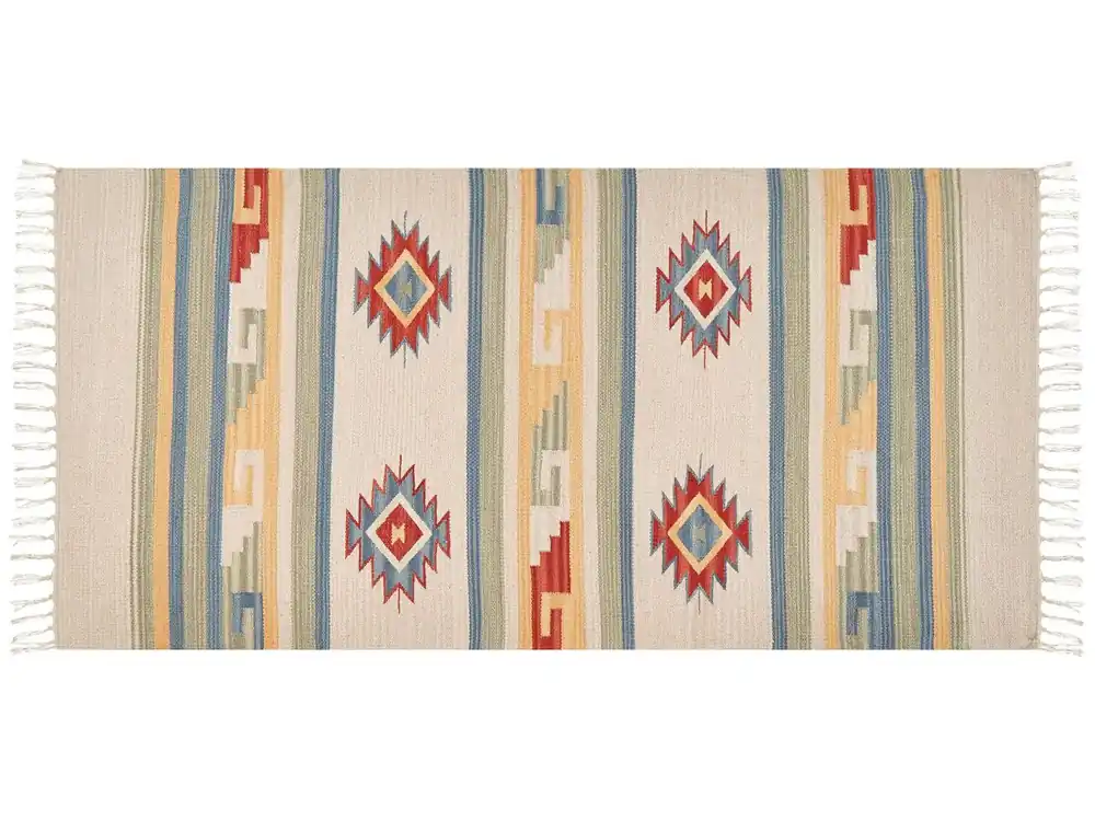 Alfombra APARAN Beige 80 x 150 cm Algodón Kilim - Textil