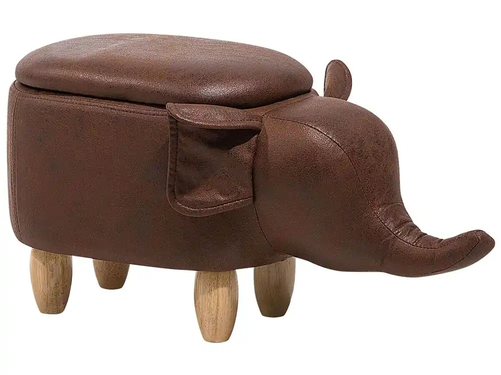 Puf animal con almacenaje ELEPHANT Piel sintética Marrón oscuro - Bebé