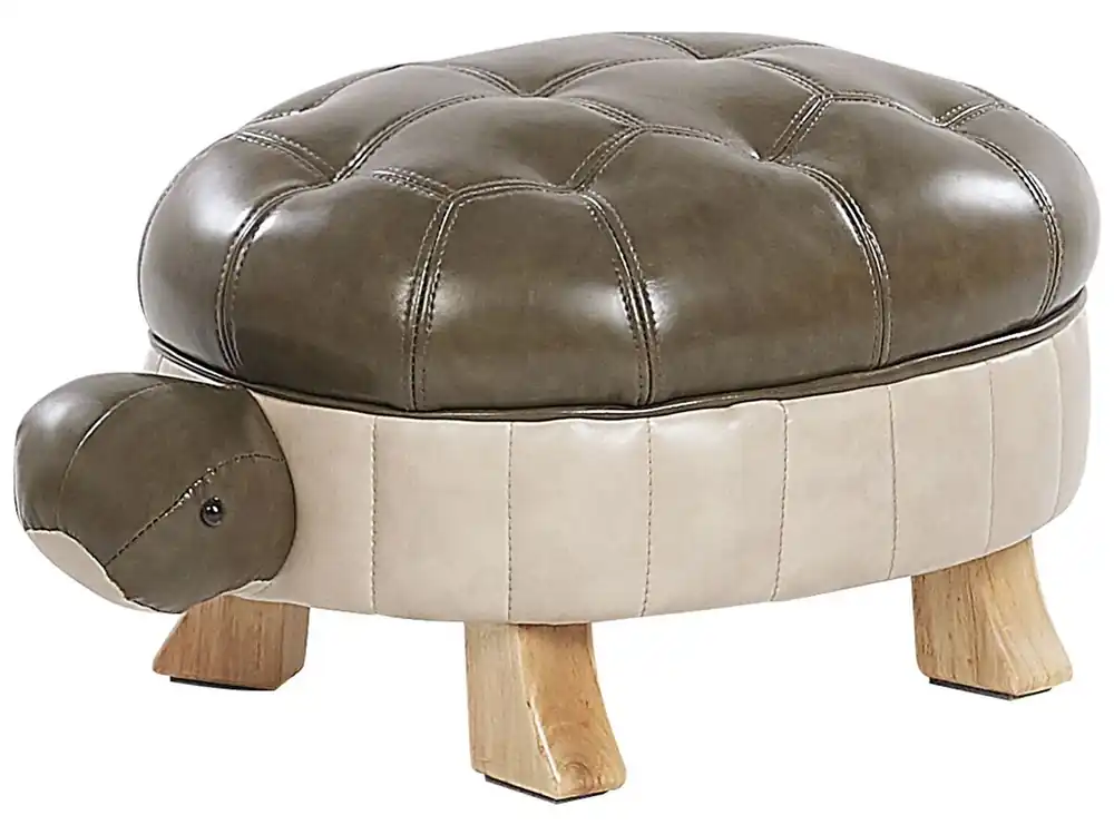 Puf animal TURTLE Piel sintética Verde oscuro - Bebé