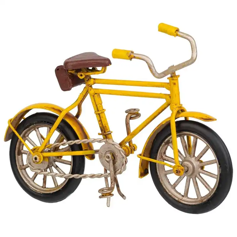 Bicicleta de metal en un alegre color amarillo mide 16.5x5x8.8h cm - Decoración