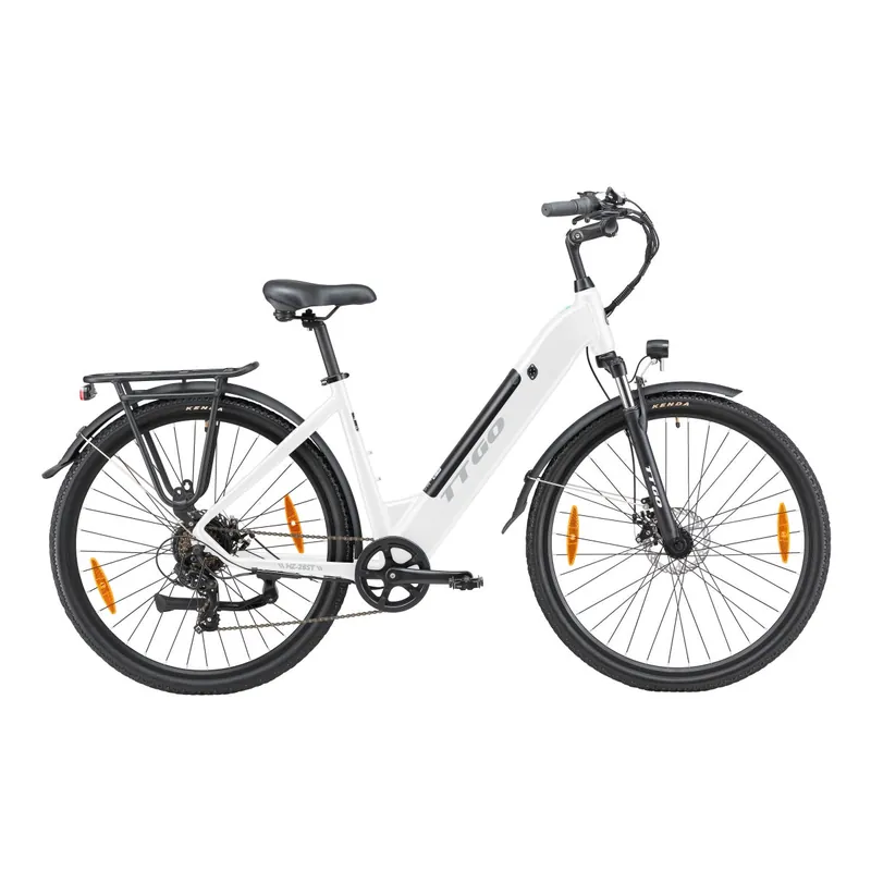 Bicicleta Eléctrica TTGO HZ-28ST - Motor 250W Batería 36V20AH Ruedas de 28 Pulgadas Velocidad Máxima de 25 km/h Freno de Disco Mecánico - Blanco