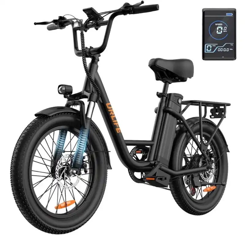 Bicicleta Eléctrica URLIFE E20 - Motor 250W Batería 48V 13Ah Neumáticos de 20 Frenos de Disco - Negro