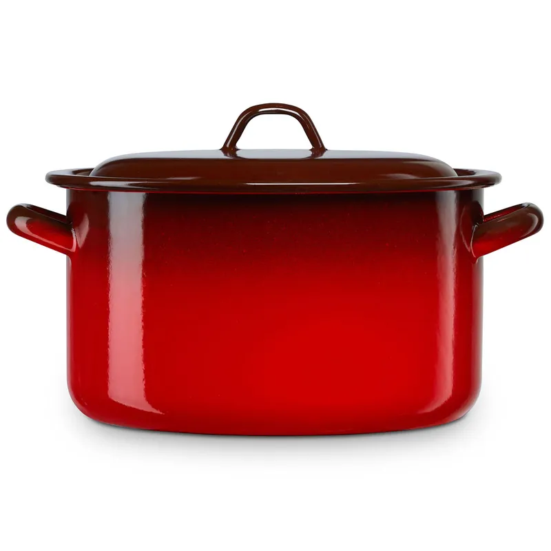 Briebe Ignea Olla Recta Cocina Inducción 22cm, Cazuela 5L con Tapa Acero Esmaltado, Fuego, Horno Vintage, , Rojo