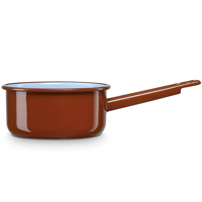 Briebe Terra Cazo Cocina Hervir Leche Acero Esmaltado 12cm Hervidor 0,65L, Inducción, Todo Tipo Fuego, Horno, , Marrón