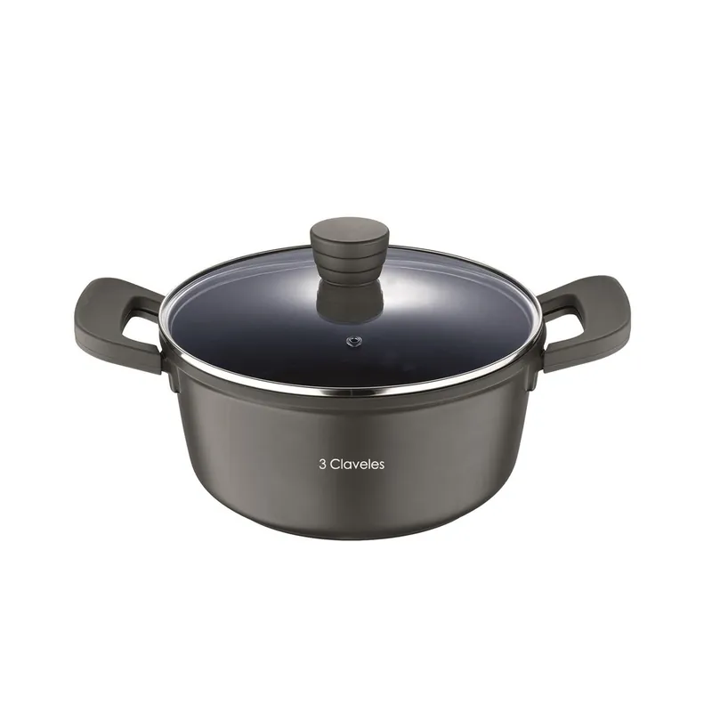 Cacerola con tapa Ø20cm y 2,5L en Aluminio fundido Antiadherente 3Claveles - Cocina