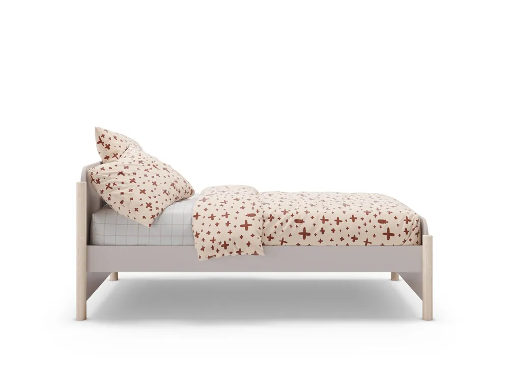 Cama 90cm ELLIS crema y madera natural - Descanso