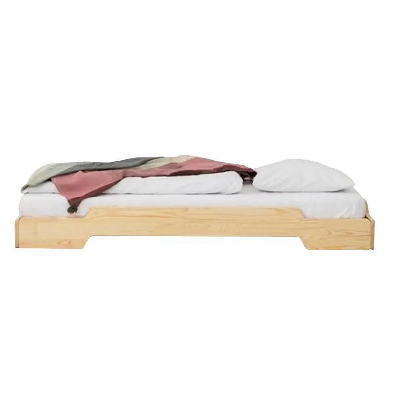 Cama al ras del suelo 90x190 con somier Lola Madera - Descanso