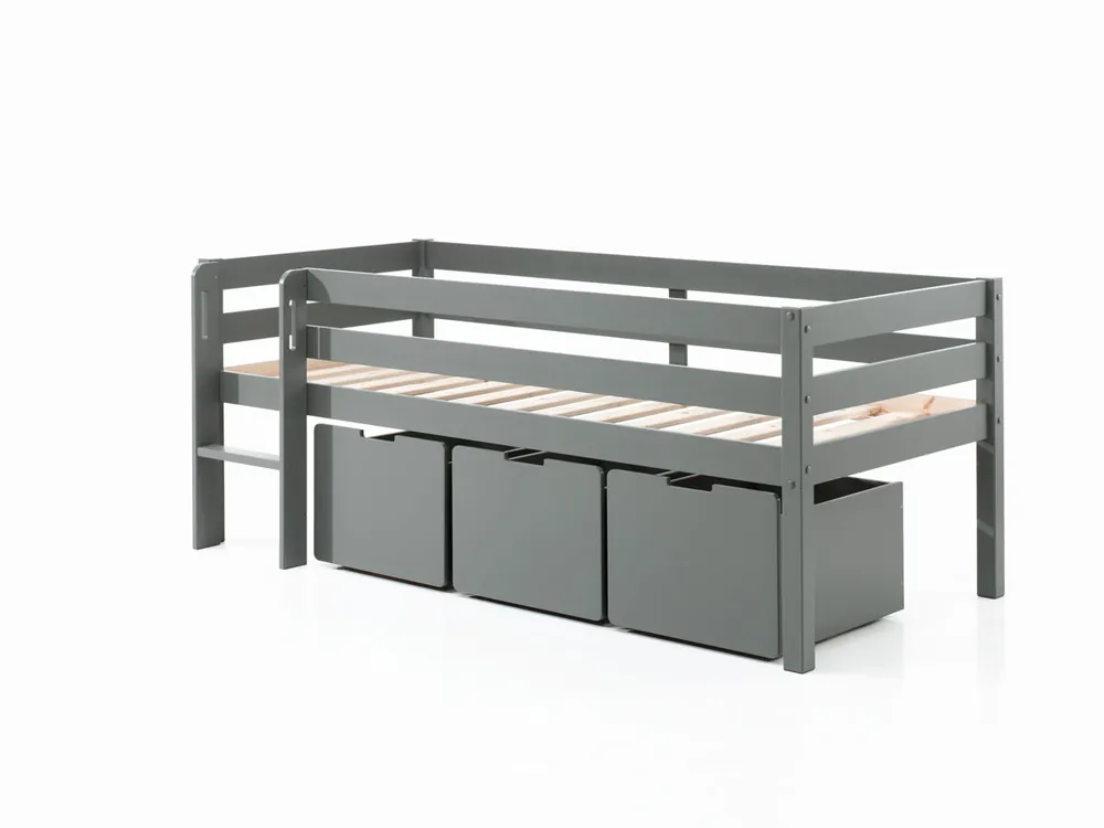 Cama alta infantil PINO 105x208x83 Gris - Bebé