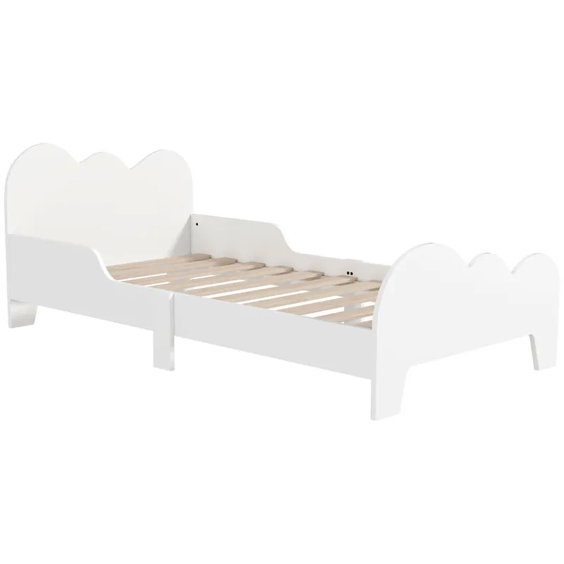 AIYAPLAY Cama para Niños de +3 Años 140x70 cm Estructura de Cama Infantil Tema de Nubes con Barandilla para Dormitorio Blanco - Descanso
