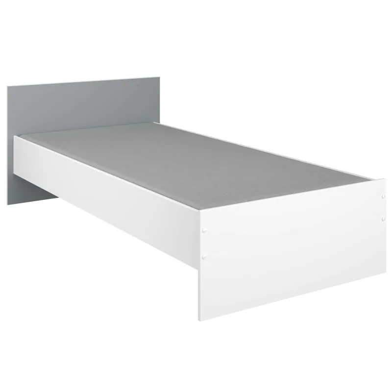 Cama 90x190 Juvenil Germain en Blanco Mate y Gris con Cabecero, Melamina, Moderno - 120cm