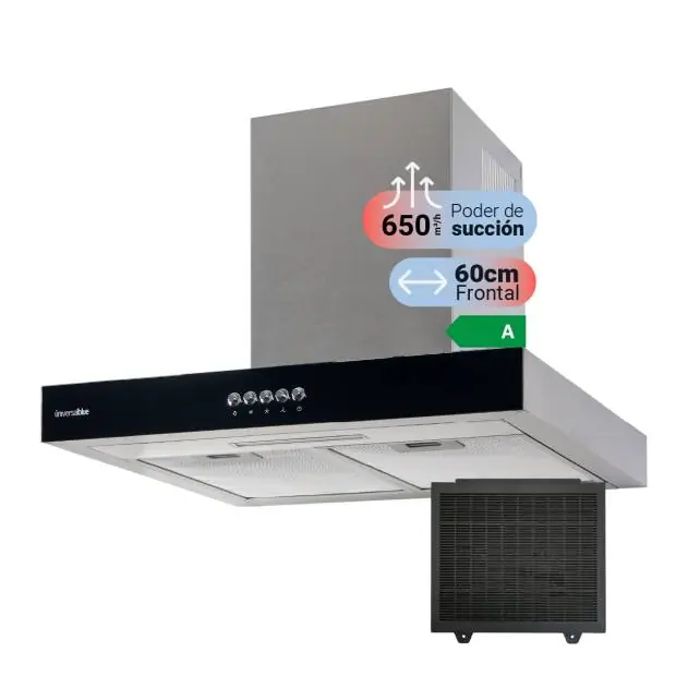 Campana en T Cristal 60cm Clase A | UNIVERSALBLUE - Electrodomésticos