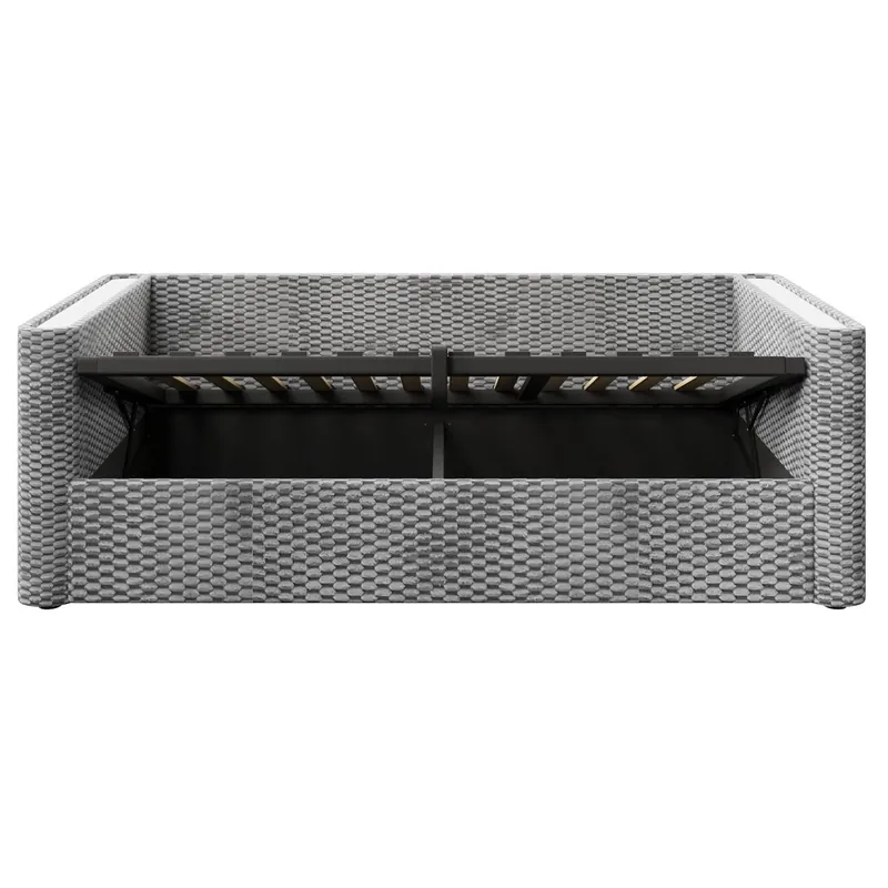 Sofá cama 90x200 cm - Con iluminación LED, mecanismo hidráulico de almacenamiento, sin colchón - Gris