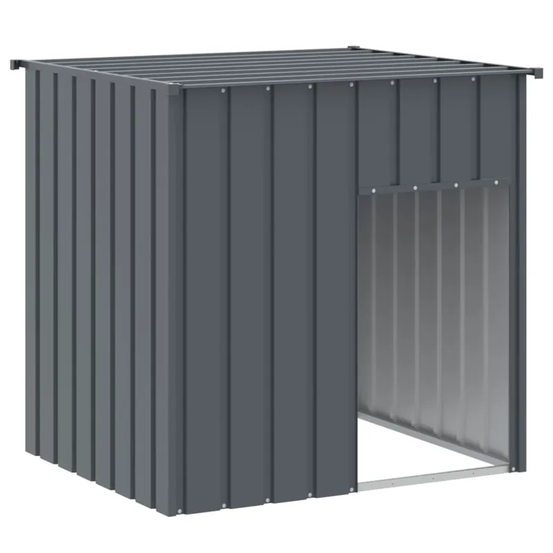 vidaXL Caseta perros con tejado acero galvanizado gris 110x103x109 cm - Jardín