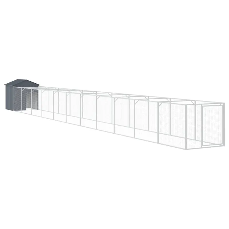 vidaXL Caseta perros con tejado acero galvanizado gris 117x609x123 cm - Jardín