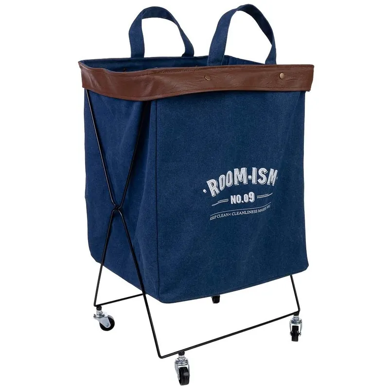 Cesto de la ropa de metal y tela 41x32x58h cm - Baño