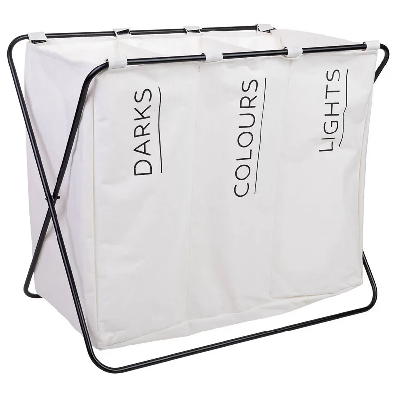 Cesto de la ropa de metal y tela 65.5x40x56h cm - Baño