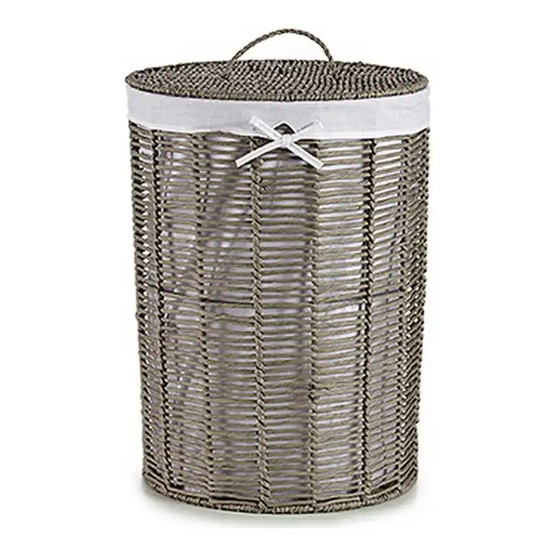 Cesto para la Ropa Gris Tela Mimbre (2 Piezas) (44 x 56 x 44 cm) (39 x 39 x 50,5 cm) - Baño