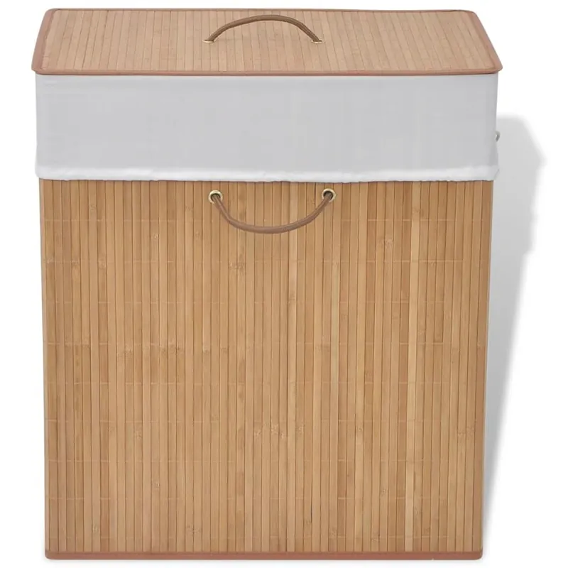 Cesto para ropa sucia con tapa y asas natural 60x52x32 cm - Baño