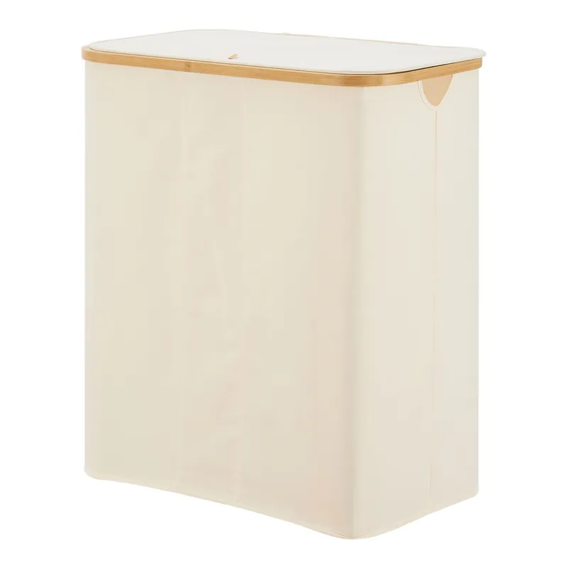 Cesto ropa sucia Rusko con 3 bolsas extraíbles bambú Oxford 600D 69 x 57 x 37 cm - Beige [en.casa]