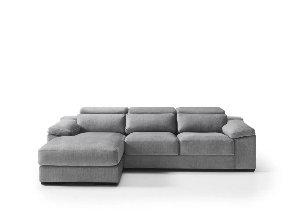 Chaise longue 4 plazas izquierda LEVON color gris claro - Sofás sillones puffs