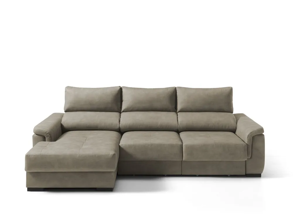 Chaise longue izquierda con arcón 4 plazas NAHIA color camel - Sofás sillones puffs