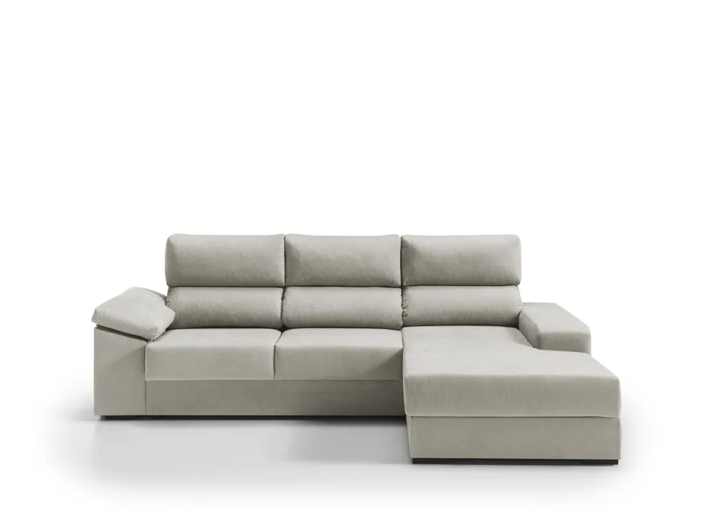 Chaise longue 4 plazas derecha con arcón RUBIK color beige - Sofás sillones puffs